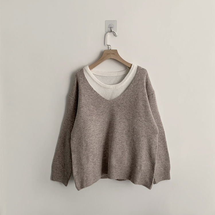 폴 가을 긴팔 오버핏 니트 보트넥 루즈핏 나시 니트 세트