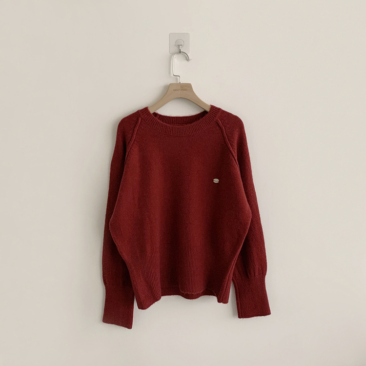 라라 라운드 허리잘록 와펜 가을 긴팔 니트 루즈핏 겨울 상의 데일리 오버핏 긴팔티