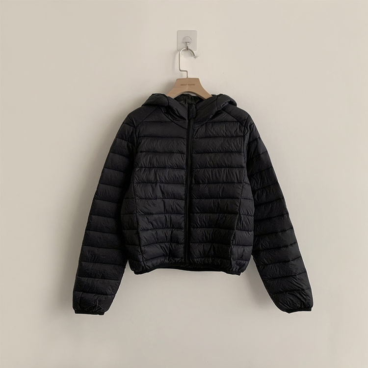 데일리한 무드의 빵빵 겨울 긴팔 데일리 웰론 하이넥 후드 패딩 아우터 경량패딩 오버핏 점퍼