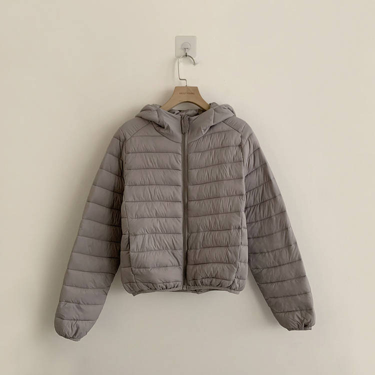 데일리한 무드의 빵빵 겨울 긴팔 데일리 웰론 하이넥 후드 패딩 아우터 경량패딩 오버핏 점퍼