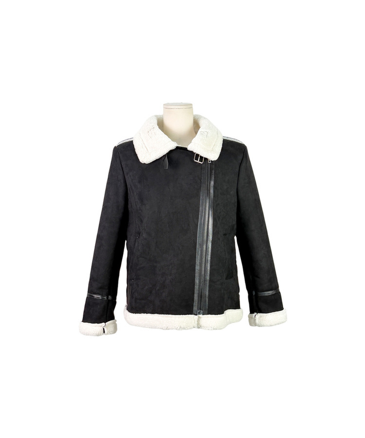 ハイネックバックルウールハーフジャケット