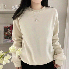 【起毛】シンプルラウンドトレーナー(8color) IVORY