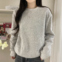 【起毛】シンプルラウンドトレーナー(8color) WHITE SALT