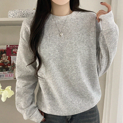 【起毛】シンプルラウンドトレーナー(8color) WHITE SALT