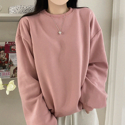 【起毛】シンプルラウンドトレーナー(8color) PINK