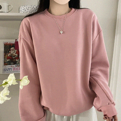 【起毛】シンプルラウンドトレーナー(8color) PINK