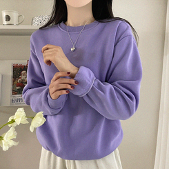 【起毛】シンプルラウンドトレーナー(8color) PURPLE