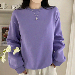 【起毛】シンプルラウンドトレーナー(8color) PURPLE