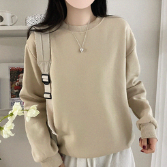 【起毛】シンプルラウンドトレーナー(8color) BEIGE