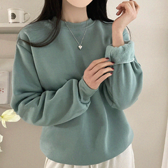 【起毛】シンプルラウンドトレーナー(8color) MINT