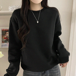 【起毛】シンプルラウンドトレーナー(8color) BLACK