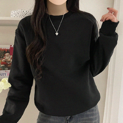 【起毛】シンプルラウンドトレーナー(8color) BLACK