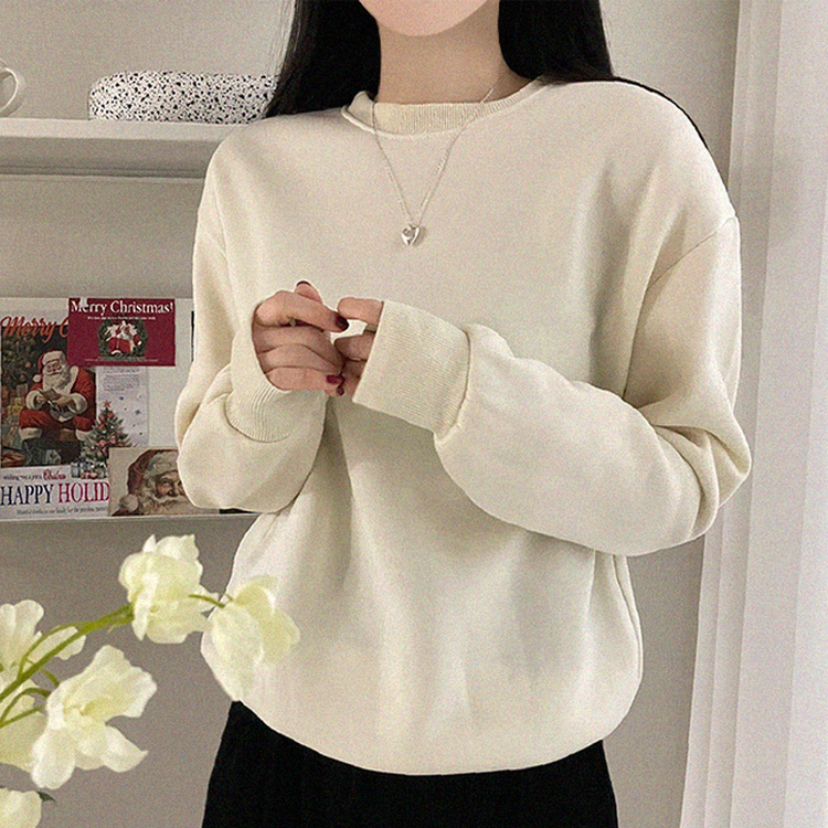 【起毛】シンプルラウンドトレーナー(8color) IVORY