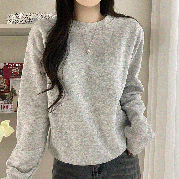 【起毛】シンプルラウンドトレーナー(8color) WHITE SALT