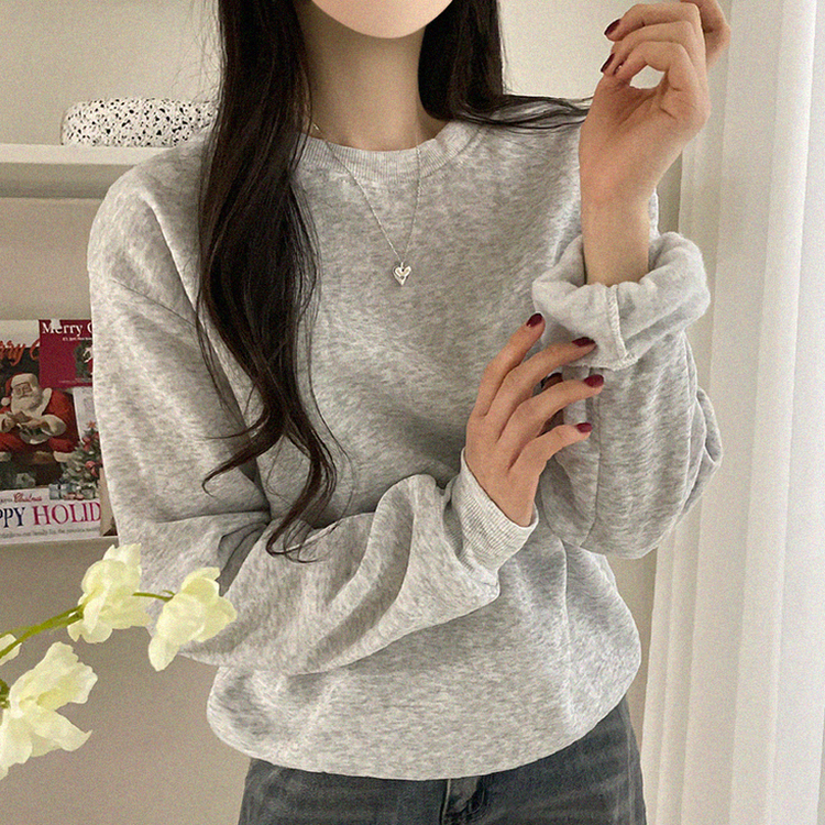 【起毛】シンプルラウンドトレーナー(8color) WHITE SALT