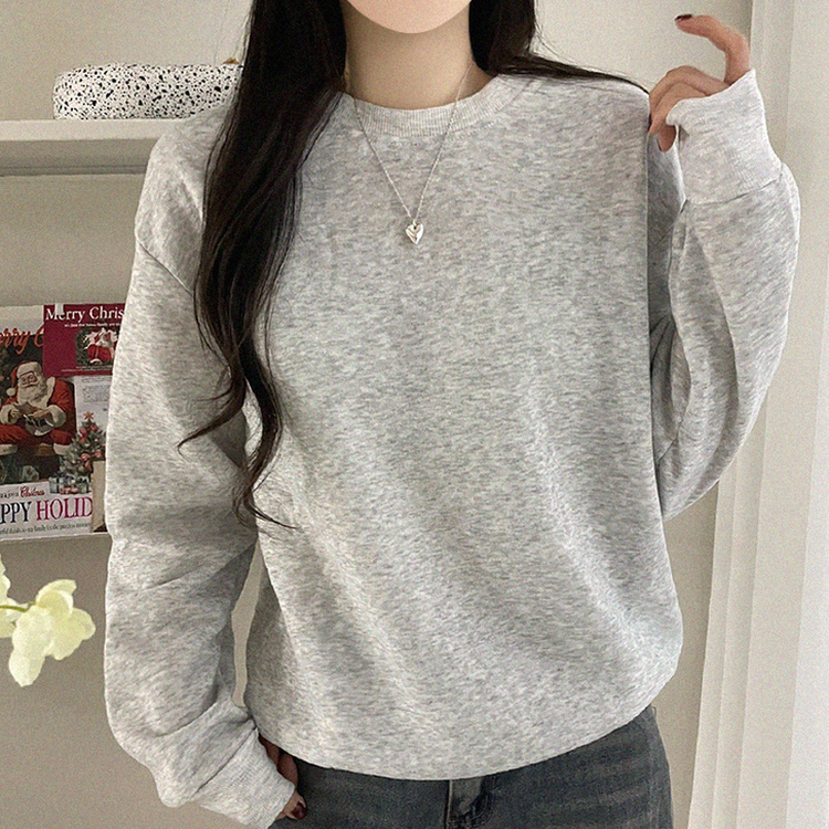 【起毛】シンプルラウンドトレーナー(8color) WHITE SALT