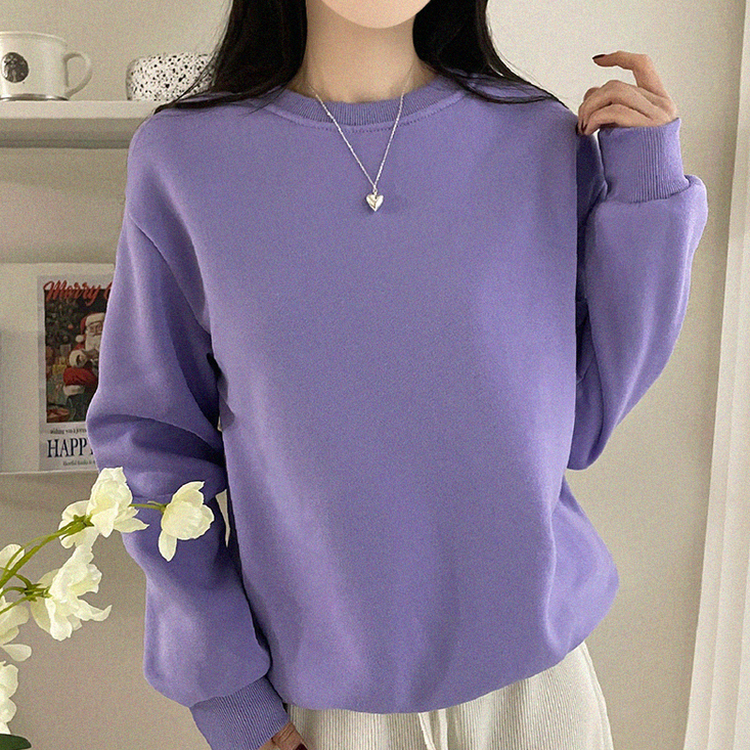 【起毛】シンプルラウンドトレーナー(8color) PURPLE