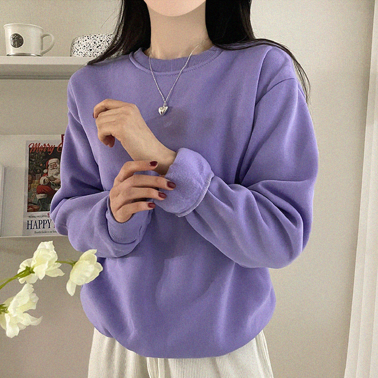 【起毛】シンプルラウンドトレーナー(8color) PURPLE