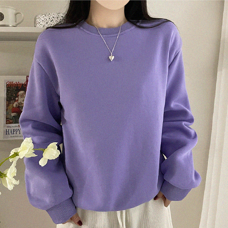 【起毛】シンプルラウンドトレーナー(8color) PURPLE