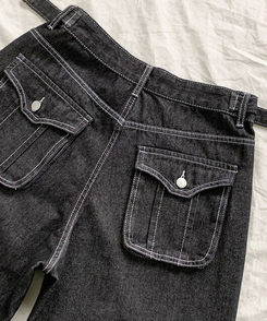 テッチサイドバックルポケットワイドコットンパンツ