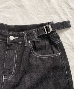 テッチサイドバックルポケットワイドコットンパンツ