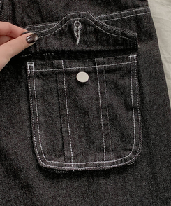 テッチサイドバックルポケットワイドコットンパンツ