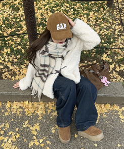 フェイクファーダッフルコート IVORY