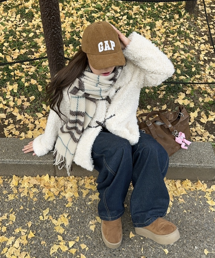 フェイクファーダッフルコート IVORY