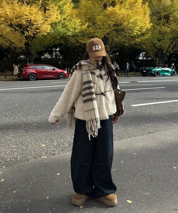 フェイクファーダッフルコート IVORY