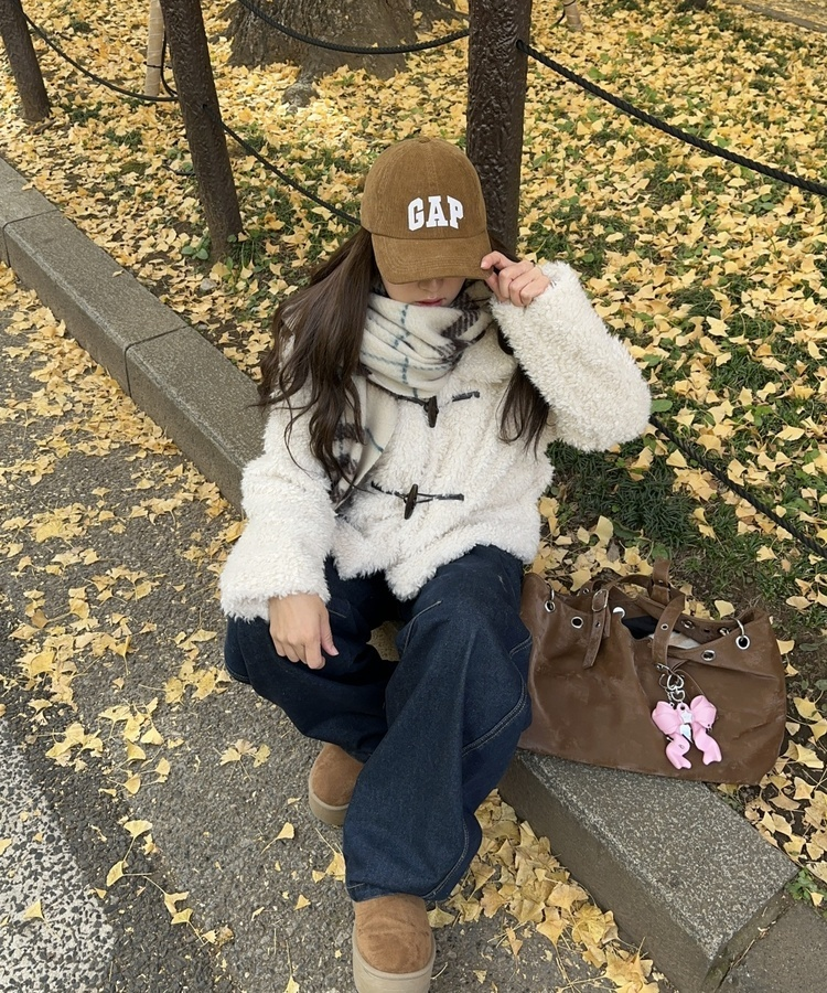 フェイクファーダッフルコート IVORY