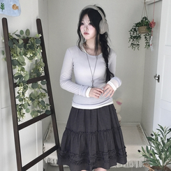 부들넉넉 이너 레이어드 무지 시스루 긴팔 티셔츠 소라