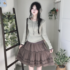 부들넉넉 이너 레이어드 무지 시스루 긴팔 티셔츠 그린