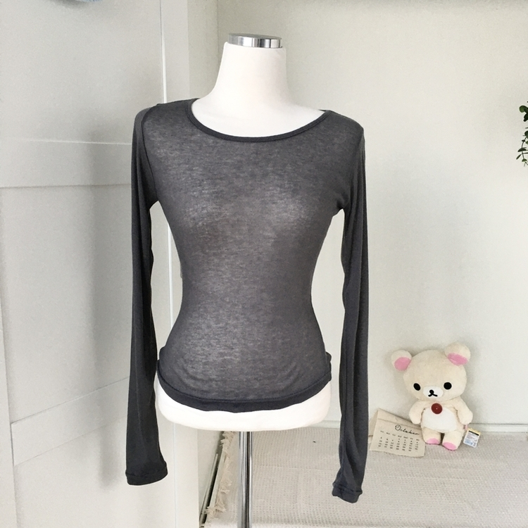 부들넉넉 이너 레이어드 무지 시스루 긴팔 티셔츠