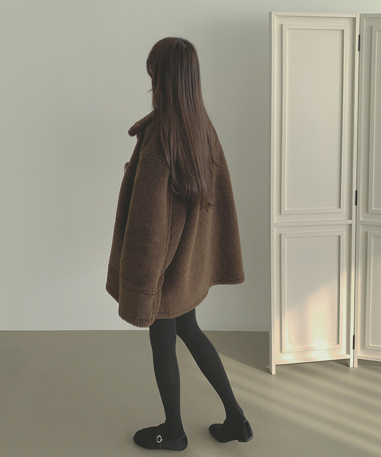 스웨이드 오버핏 하이퀄리티 리버시블 전체 안감 무스탕 브라운