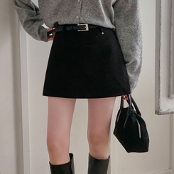 겨울에도 황금비율 보장윈터 도톰 모직 팬던트 포인트 고퀄리티 A라인 스커트 치마바지 블랙