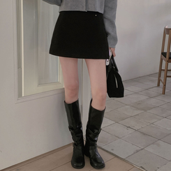 겨울에도 황금비율 보장윈터 도톰 모직 팬던트 포인트 고퀄리티 A라인 스커트 치마바지 블랙