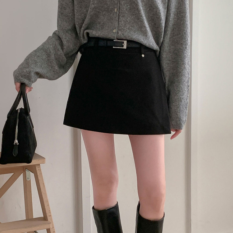 겨울에도 황금비율 보장윈터 도톰 모직 팬던트 포인트 고퀄리티 A라인 스커트 치마바지 블랙