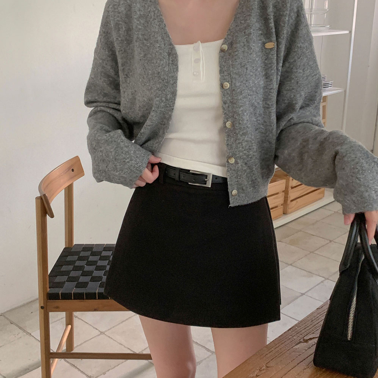겨울에도 황금비율 보장윈터 도톰 모직 팬던트 포인트 고퀄리티 A라인 스커트 치마바지 블랙