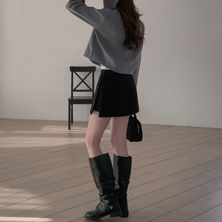 겨울에도 황금비율 보장윈터 도톰 모직 팬던트 포인트 고퀄리티 A라인 스커트 치마바지 블랙