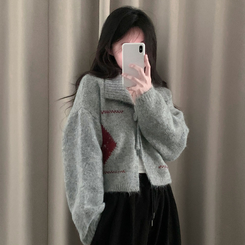 キャロルダイヤウールリボンボレロカーディガン GREY