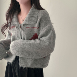 キャロルダイヤウールリボンボレロカーディガン GREY