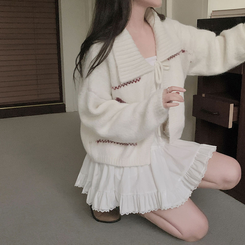 キャロルダイヤウールリボンボレロカーディガン IVORY