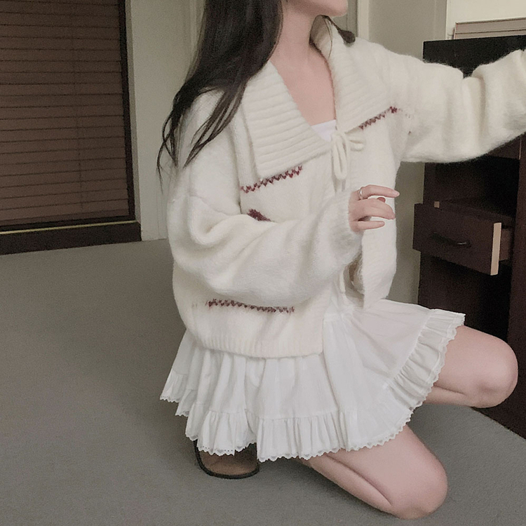 キャロルダイヤウールリボンボレロカーディガン IVORY