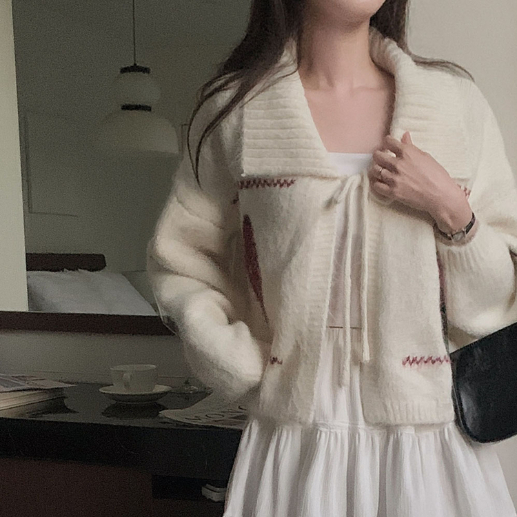 キャロルダイヤウールリボンボレロカーディガン IVORY