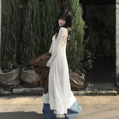 ピンタックティアードロングワンピース WHITE