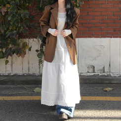 ピンタックティアードロングワンピース WHITE