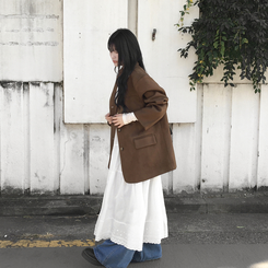 ピンタックティアードロングワンピース WHITE