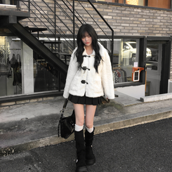 厚底スエードバックルロングブーツ BLACK