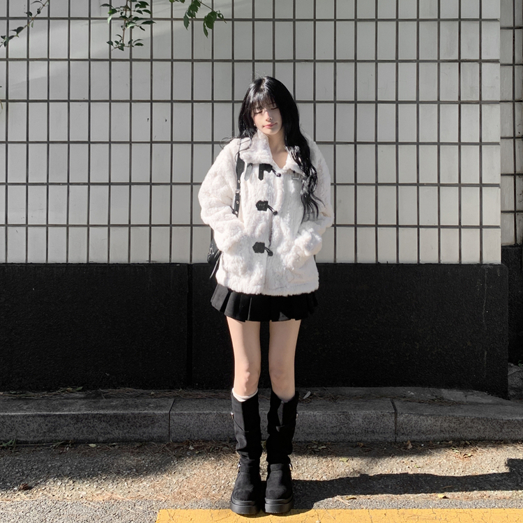 厚底スエードバックルロングブーツ BLACK