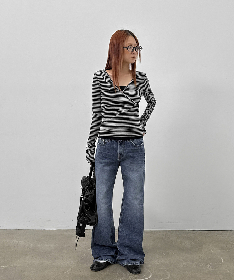 セミブーツカットデニム BLUE